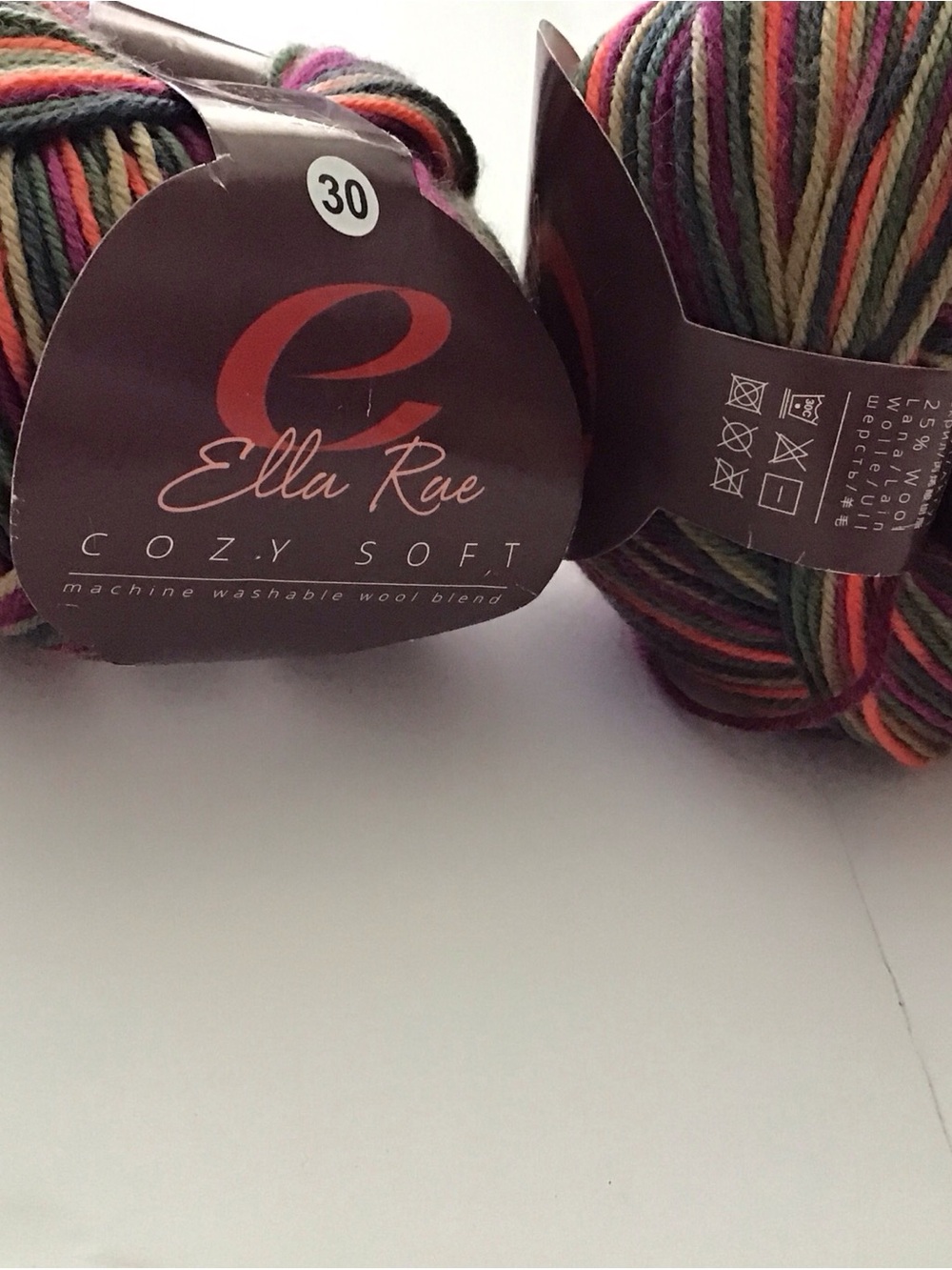 Ella Rae Cozy Soft Multicolor Wool Blend Sock Yarn - 2 Balls